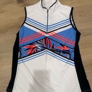 Tail White and Blue Zip-Up Top